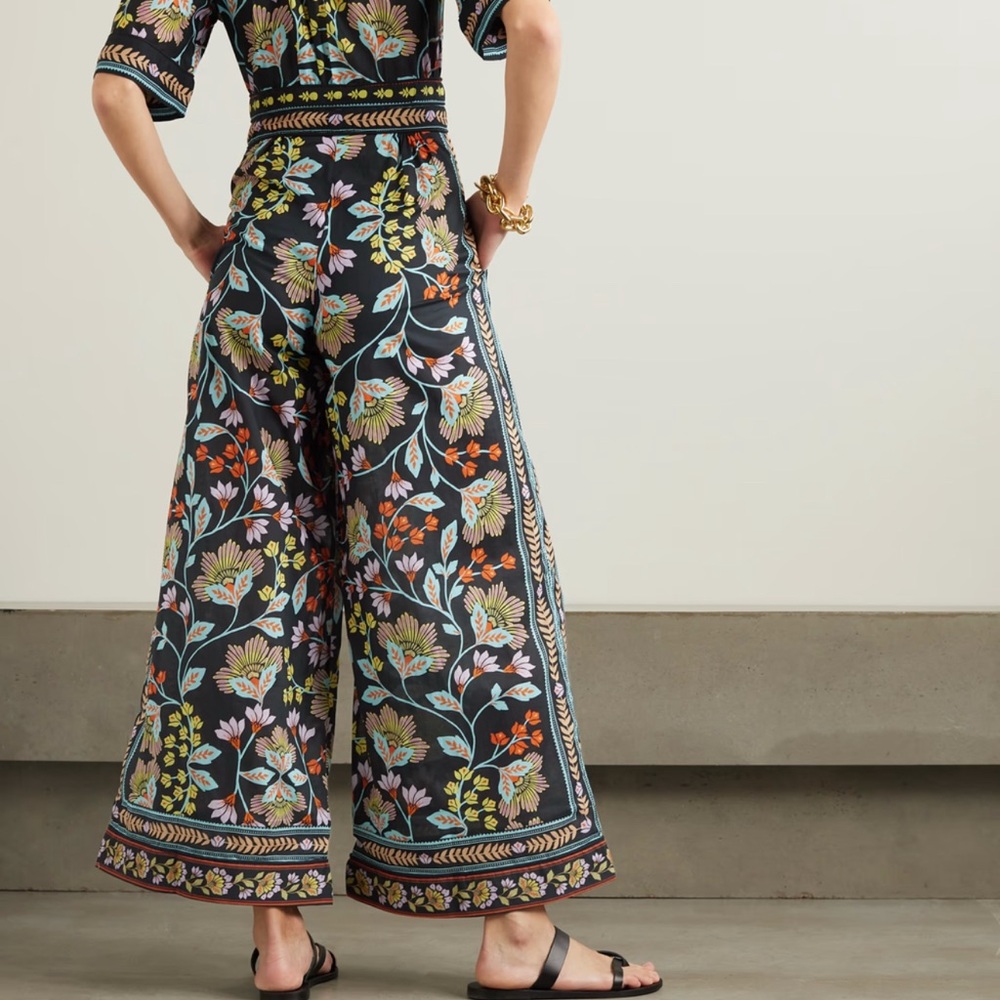 FARM Rio Black Floral Wide-Leg Jumpsuit